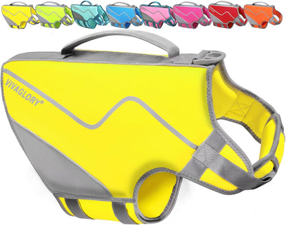 Neoprene Dog Life Vest, Dog Life Jacket for Swimming & Boating, Buoyancy & Comfort for Puppy Doggy, Swimming Vest with Handle, XS, Alpha Yellow