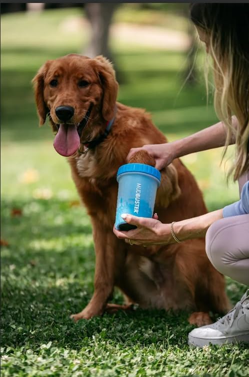 Mudbuster Medium Dog Paw Cleaner - Blue | Effortless Cleaning for 1.5"-2.5" Wide Paws with Gentle Silicone Bristles