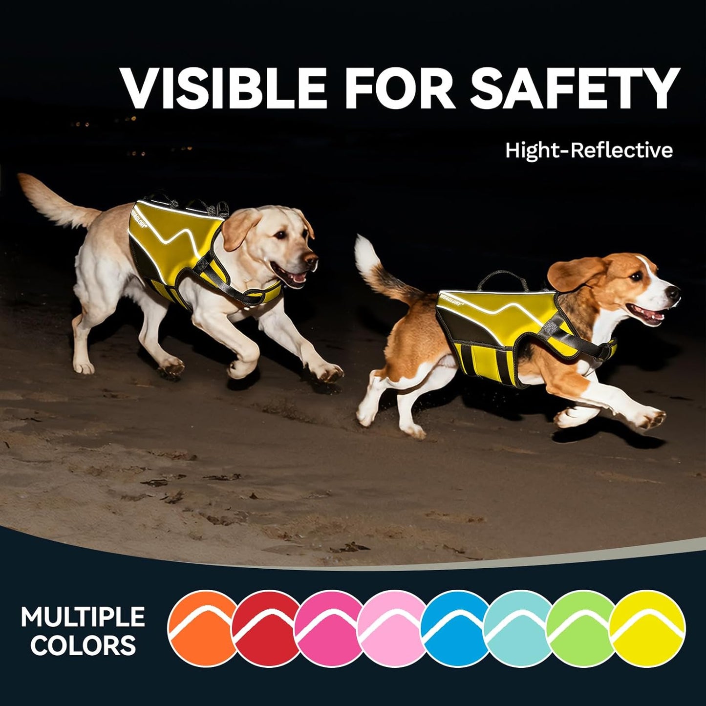 Neoprene Dog Life Vest, Dog Life Jacket for Swimming & Boating, Buoyancy & Comfort for Puppy Doggy, Swimming Vest with Handle, XS, Alpha Yellow