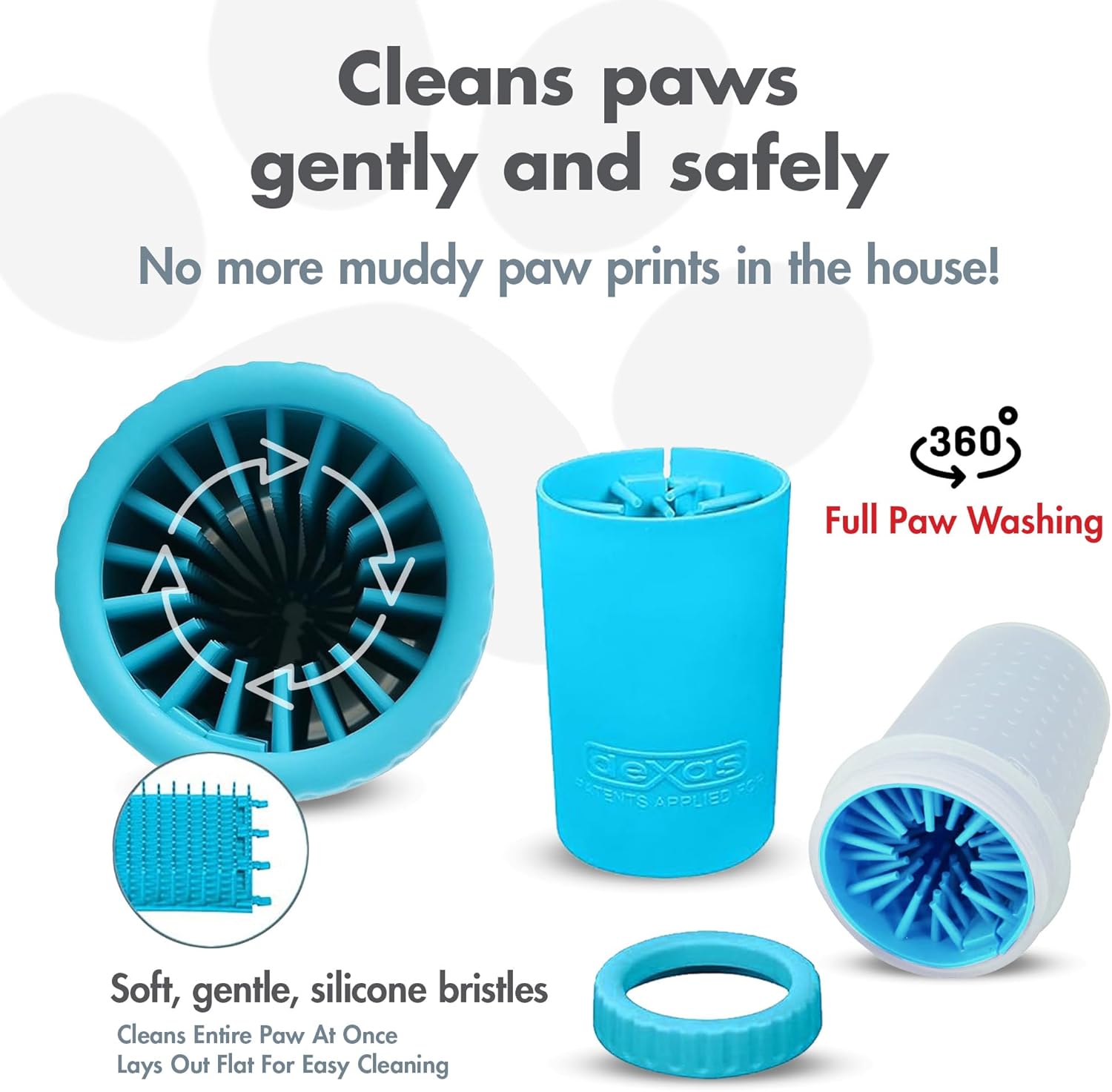 Mudbuster Medium Dog Paw Cleaner - Blue | Effortless Cleaning for 1.5"-2.5" Wide Paws with Gentle Silicone Bristles