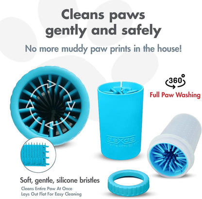 Mudbuster Medium Dog Paw Cleaner - Blue | Effortless Cleaning for 1.5"-2.5" Wide Paws with Gentle Silicone Bristles