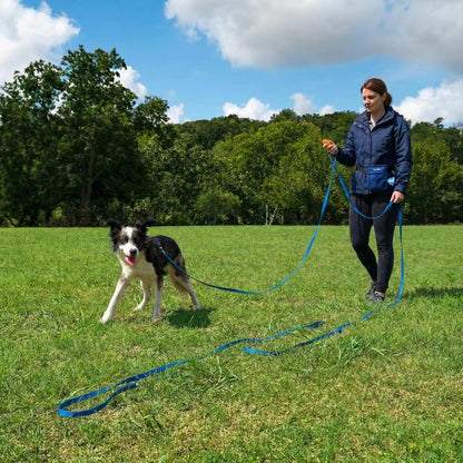 Dog Training Kit & Puppy Starter Set with 30Ft Long Leash – Complete Recall System W/Magnetic Treat Pouch, Clicker, Collapsible Bowl & Waste Bags – Professional Tools (Navy Blue)